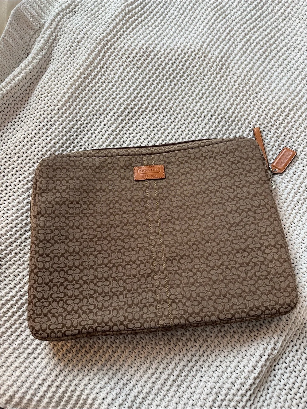 Coach Brown Signature Canvas Laptop Sleeve
